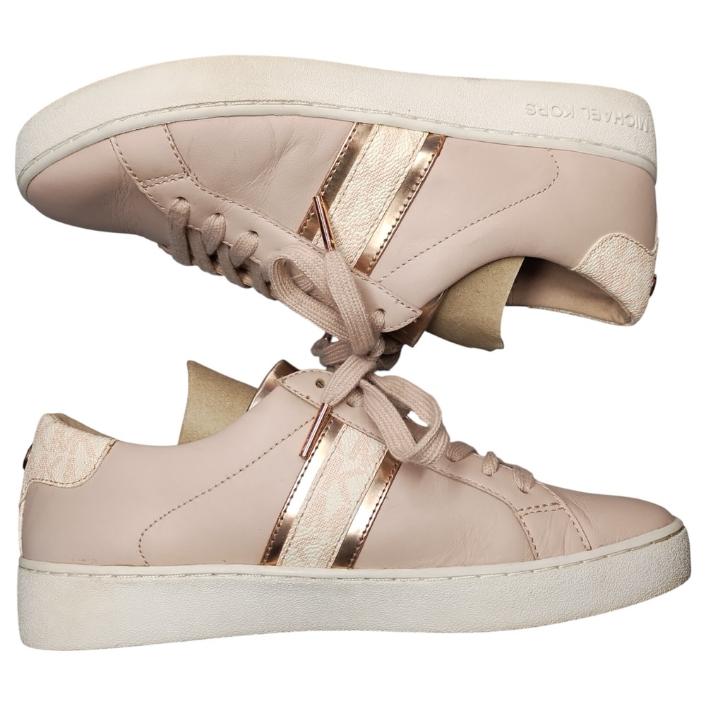 Michael Kors‎ Casual Sneakers Womens Size 6M Pink White Leather Cap Toe Lace Up